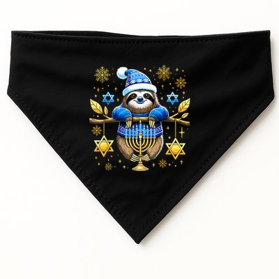 Funny Hanukkah Sloth Jewish Chanukah Sleeping Hanukkah Pjs USA-Made Doggie Bandana