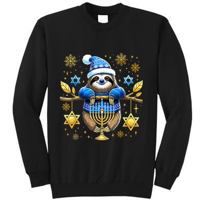 Funny Hanukkah Sloth Jewish Chanukah Sleeping Hanukkah Pjs Sweatshirt