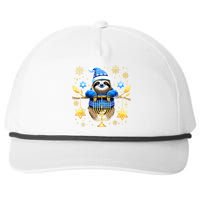 Funny Hanukkah Sloth Jewish Chanukah Sleeping Hanukkah Pjs Snapback Five-Panel Rope Hat