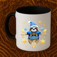 Funny Hanukkah Sloth Jewish Chanukah Sleeping Hanukkah Pjs Mug