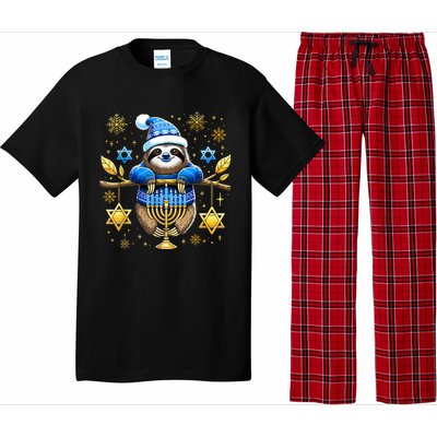 Funny Hanukkah Sloth Jewish Chanukah Sleeping Hanukkah Pjs Pajama Set