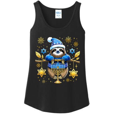 Funny Hanukkah Sloth Jewish Chanukah Sleeping Hanukkah Pjs Ladies Essential Tank