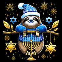 Funny Hanukkah Sloth Jewish Chanukah Sleeping Hanukkah Pjs 16 in Basic Backpack