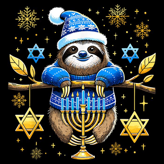 Funny Hanukkah Sloth Jewish Chanukah Sleeping Hanukkah Pjs 16 in Basic Backpack
