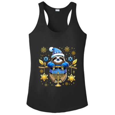 Funny Hanukkah Sloth Jewish Chanukah Sleeping Hanukkah Pjs Ladies PosiCharge Competitor Racerback Tank