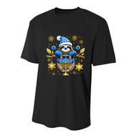 Funny Hanukkah Sloth Jewish Chanukah Sleeping Hanukkah Pjs Youth Performance Sprint T-Shirt