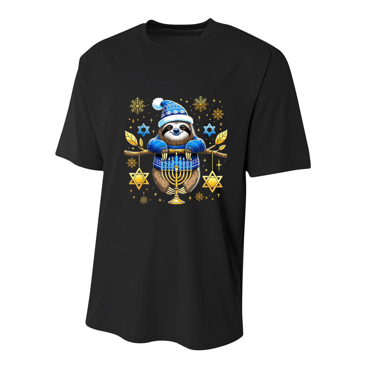 Funny Hanukkah Sloth Jewish Chanukah Sleeping Hanukkah Pjs Youth Performance Sprint T-Shirt