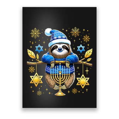Funny Hanukkah Sloth Jewish Chanukah Sleeping Hanukkah Pjs Poster