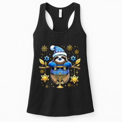 Funny Hanukkah Sloth Jewish Chanukah Sleeping Hanukkah Pjs Womens Tank Top