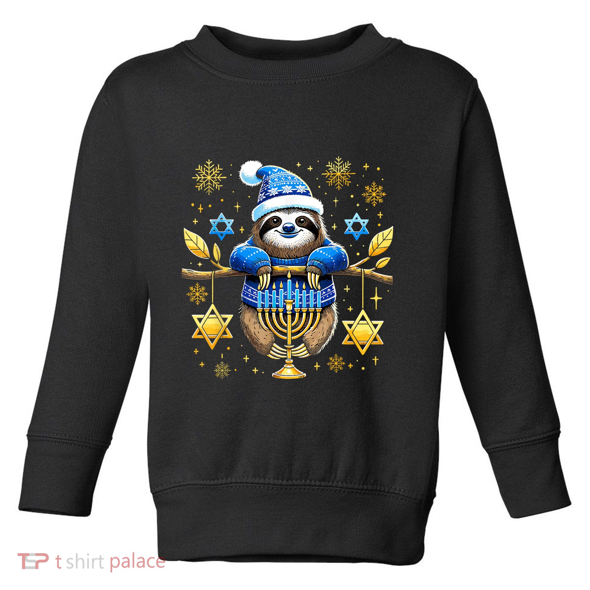 Funny Hanukkah Sloth Jewish Chanukah Sleeping Hanukkah Pjs Toddler Sweatshirt