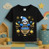 Funny Hanukkah Sloth Jewish Chanukah Sleeping Hanukkah Pjs Toddler T-Shirt