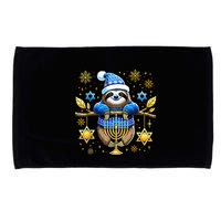Funny Hanukkah Sloth Jewish Chanukah Sleeping Hanukkah Pjs Microfiber Hand Towel