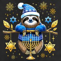 Funny Hanukkah Sloth Jewish Chanukah Sleeping Hanukkah Pjs Microfiber Hand Towel