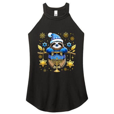 Funny Hanukkah Sloth Jewish Chanukah Sleeping Hanukkah Pjs Women's Perfect Tri Rocker Tank