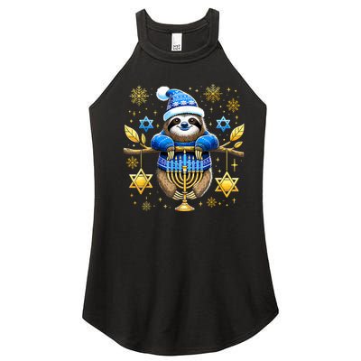 Funny Hanukkah Sloth Jewish Chanukah Sleeping Hanukkah Pjs Women’s Perfect Tri Rocker Tank