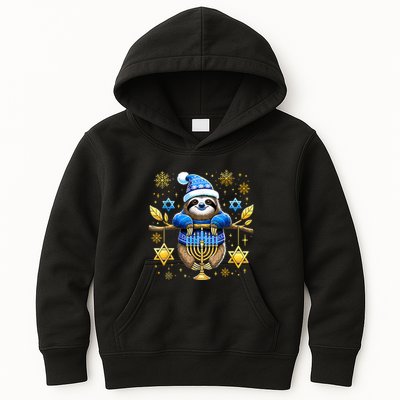 Funny Hanukkah Sloth Jewish Chanukah Sleeping Hanukkah Pjs Kids Hoodie