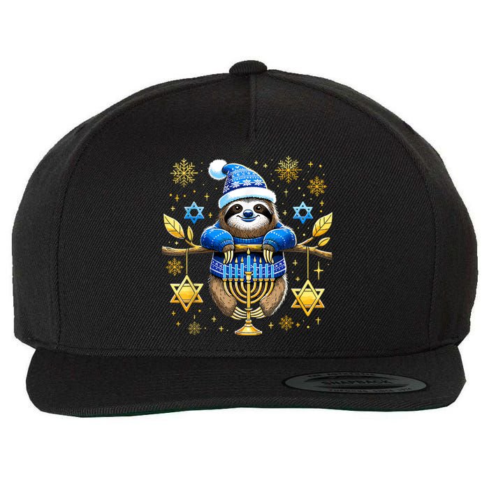 Funny Hanukkah Sloth Jewish Chanukah Sleeping Hanukkah Pjs Wool Snapback Cap