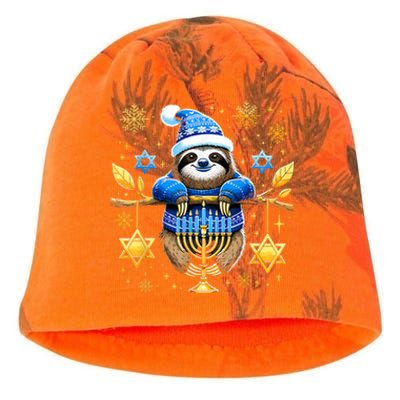 Funny Hanukkah Sloth Jewish Chanukah Sleeping Hanukkah Pjs Kati - Camo Knit Beanie