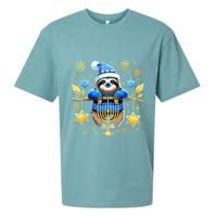 Funny Hanukkah Sloth Jewish Chanukah Sleeping Hanukkah Pjs Sueded Cloud Jersey T-Shirt