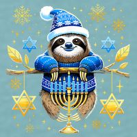 Funny Hanukkah Sloth Jewish Chanukah Sleeping Hanukkah Pjs Sueded Cloud Jersey T-Shirt