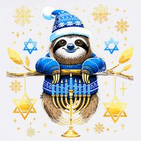 Funny Hanukkah Sloth Jewish Chanukah Sleeping Hanukkah Pjs Garment-Dyed Sweatshirt
