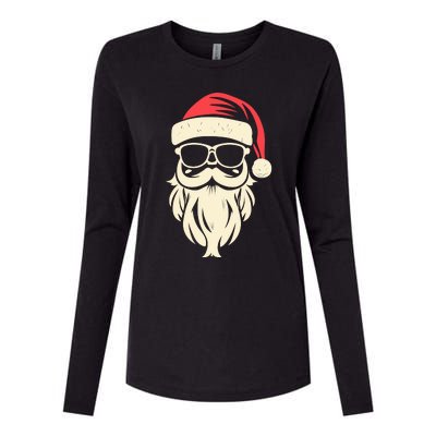 Funny Hipster Santa Beard Sunglasses And Red Hat Christmas Womens Cotton Relaxed Long Sleeve T-Shirt