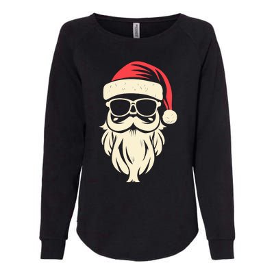 Funny Hipster Santa Beard Sunglasses And Red Hat Christmas Womens California Wash Sweatshirt