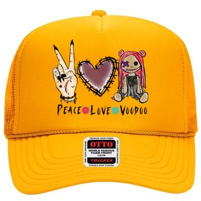 Funny Halloween Shirts, Peace Love Voodoo High Crown Mesh Back Trucker Hat