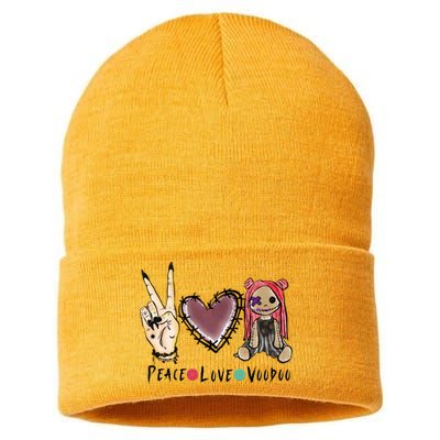 Funny Halloween Shirts, Peace Love Voodoo Sustainable Knit Beanie