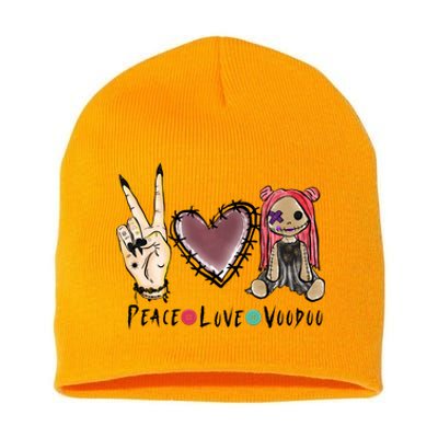 Funny Halloween Shirts, Peace Love Voodoo Short Acrylic Beanie