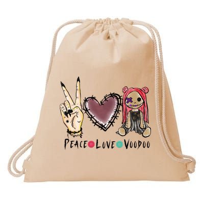 Funny Halloween Shirts, Peace Love Voodoo Drawstring Bag