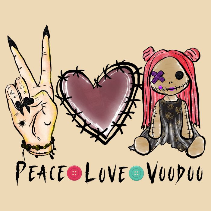 Funny Halloween Shirts, Peace Love Voodoo Drawstring Bag
