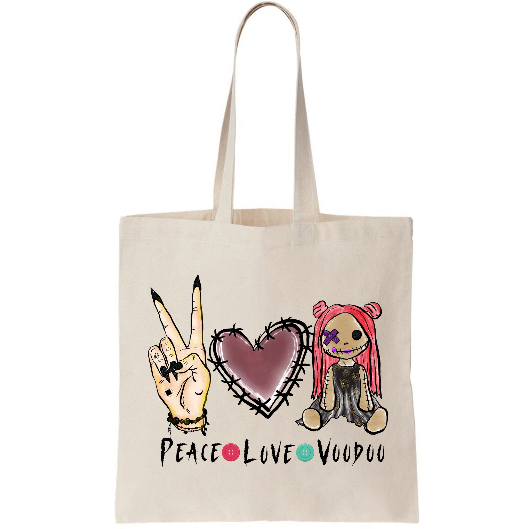 Funny Halloween Shirts, Peace Love Voodoo Bag