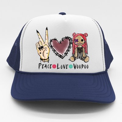 Funny Halloween Shirts, Peace Love Voodoo Trucker Hat