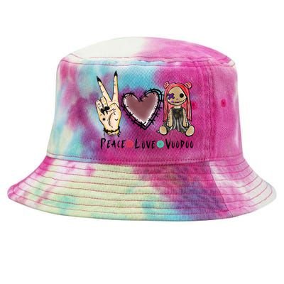 Funny Halloween Shirts, Peace Love Voodoo Tie-Dyed Bucket Hat