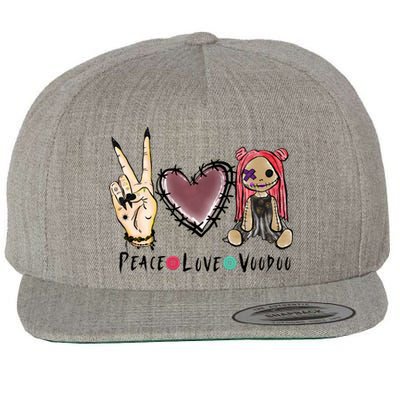 Funny Halloween Shirts, Peace Love Voodoo Wool Snapback Cap