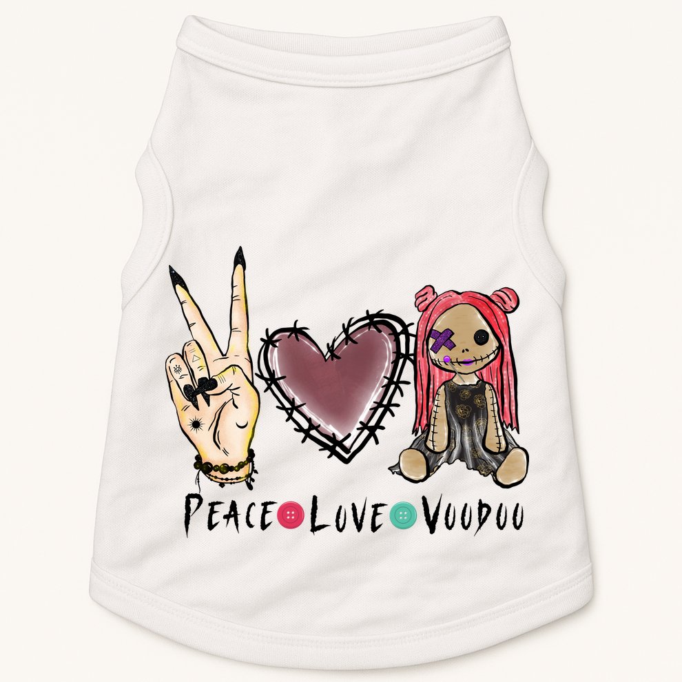 Funny Halloween Shirts, Peace Love Voodoo Doggie Tank