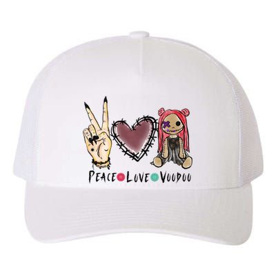 Funny Halloween Shirts, Peace Love Voodoo Yupoong Adult 5-Panel Trucker Hat