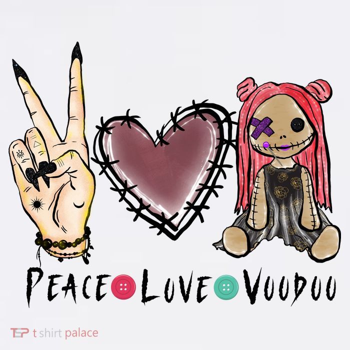 Funny Halloween Shirts, Peace Love Voodoo T-Shirt