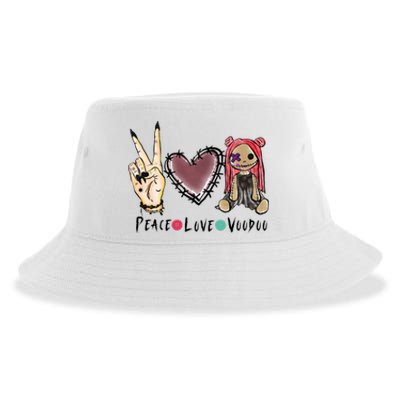 Funny Halloween Shirts, Peace Love Voodoo Sustainable Bucket Hat