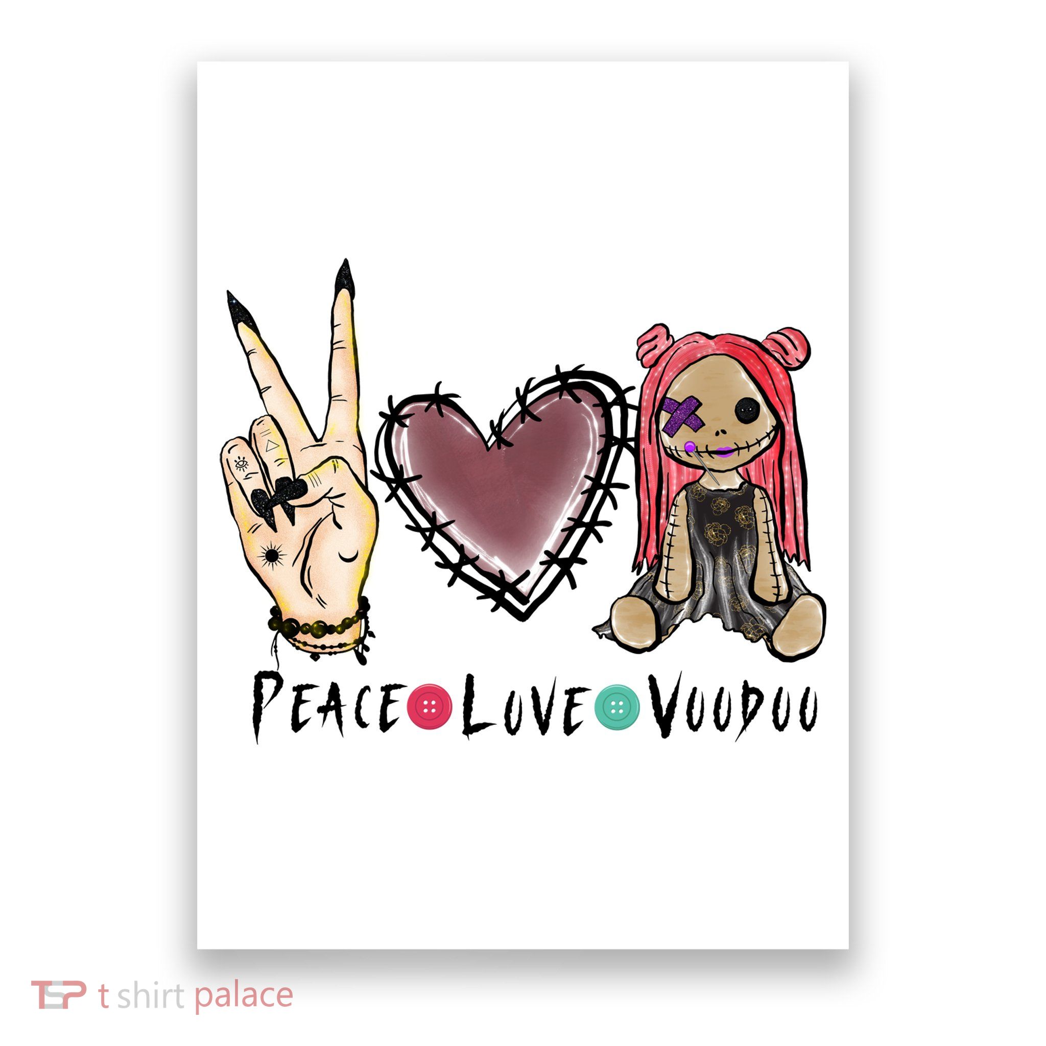 Funny Halloween Shirts, Peace Love Voodoo Poster
