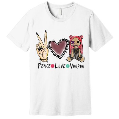 Funny Halloween Shirts, Peace Love Voodoo Premium T-Shirt