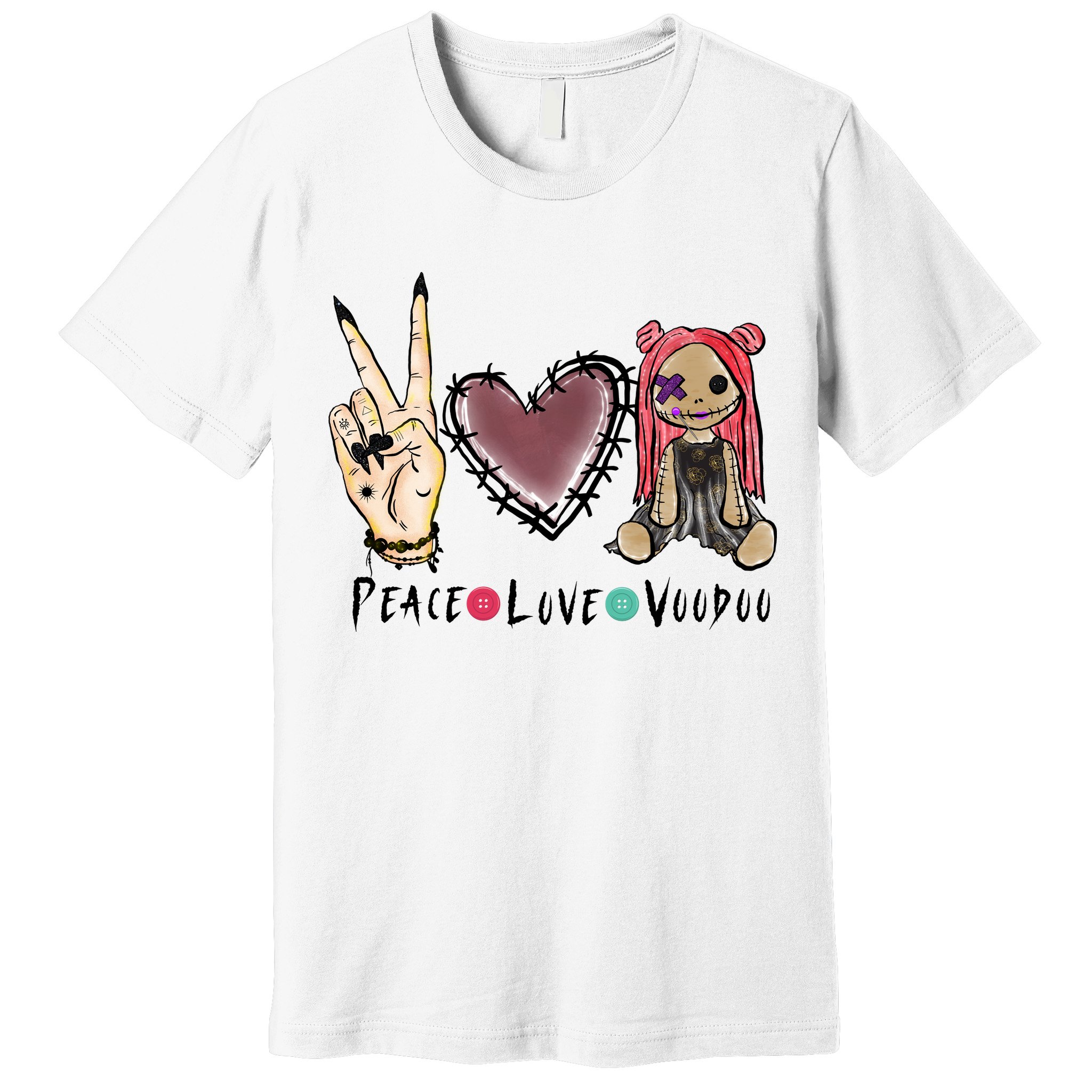 Funny Halloween Shirts, Peace Love Voodoo Premium T-Shirt