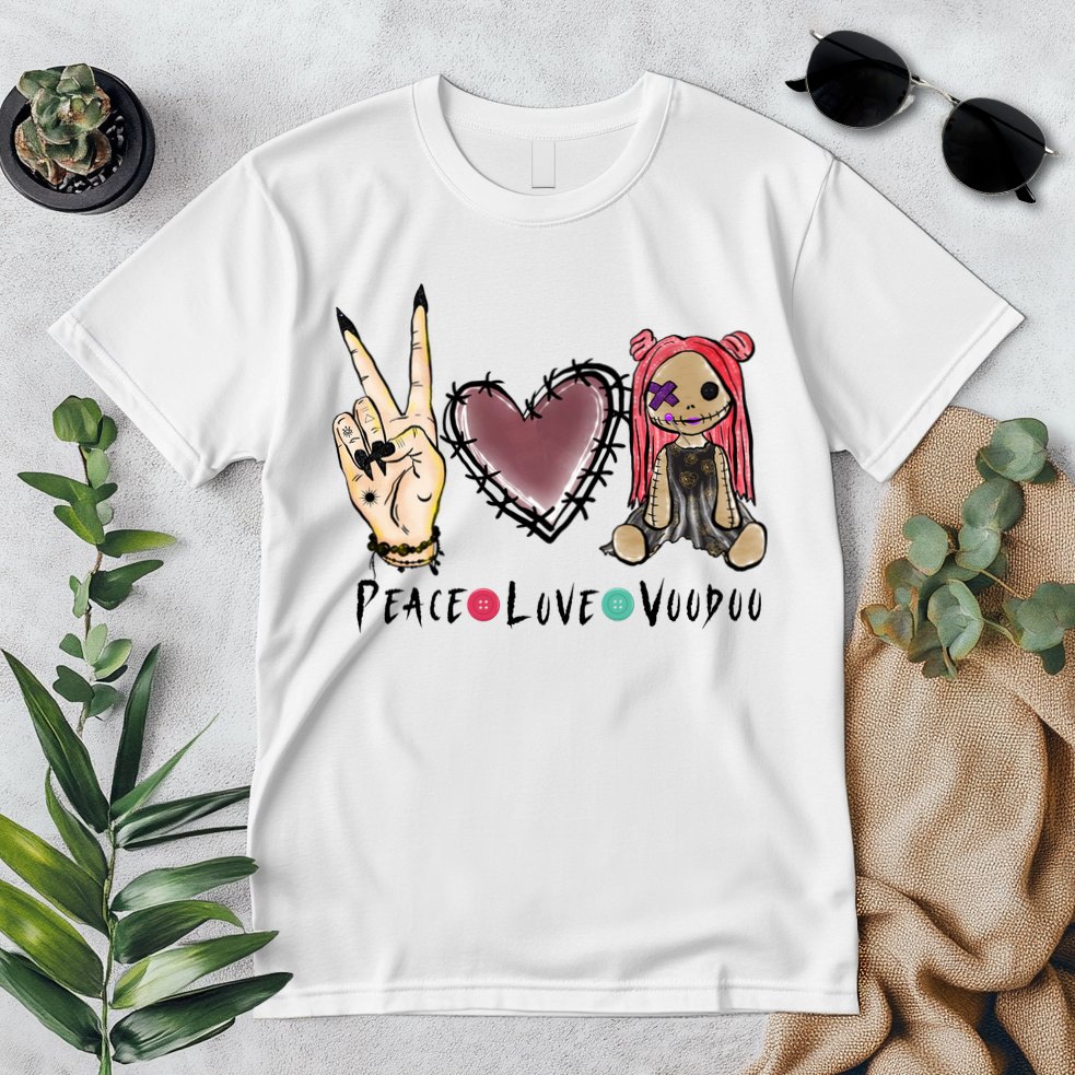 Funny Halloween Shirts, Peace Love Voodoo Premium T-Shirt