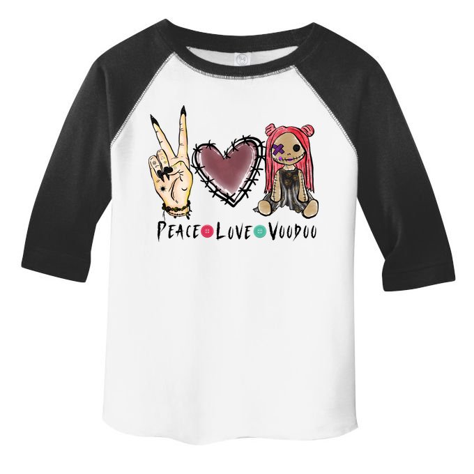 Funny Halloween Shirts, Peace Love Voodoo Toddler Fine Jersey T-Shirt