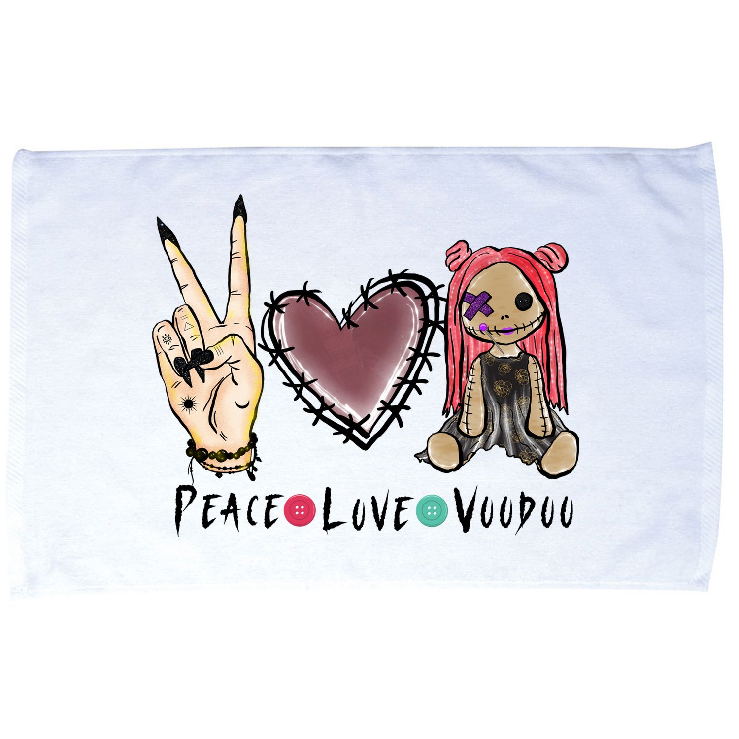 Funny Halloween Shirts, Peace Love Voodoo Microfiber Hand Towel