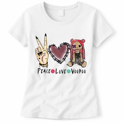 Funny Halloween Shirts, Peace Love Voodoo Womens T-Shirt