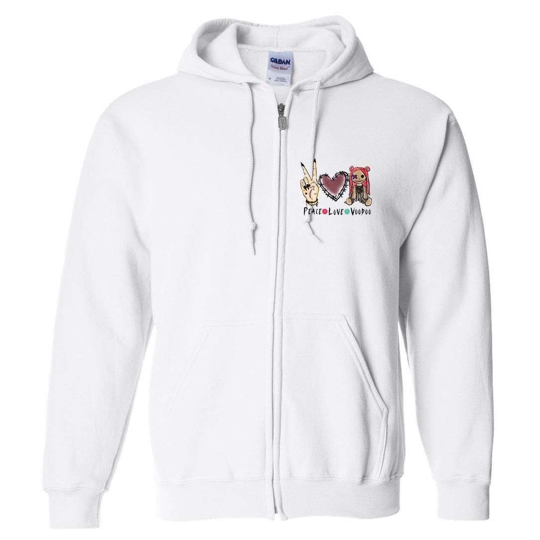 Funny Halloween Shirts, Peace Love Voodoo Full Zip Hoodie