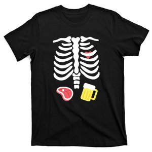 Funny Halloween Skeleton Beer & Steak T-Shirt