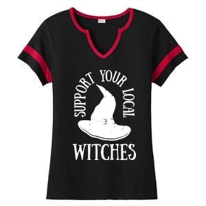 Funny Halloween Support Your Local Witches Funny Gift Ladies Halftime Notch Neck Tee